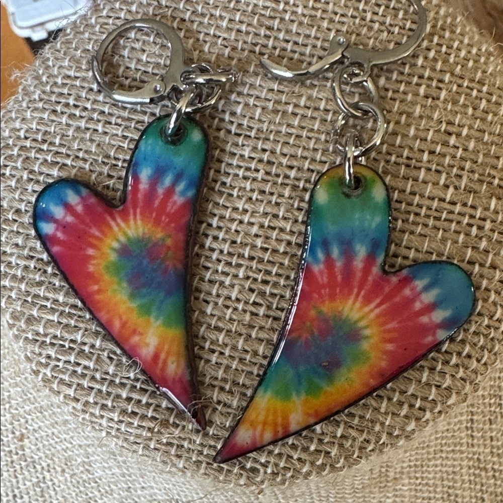 Tie-Dye Heart Earrings